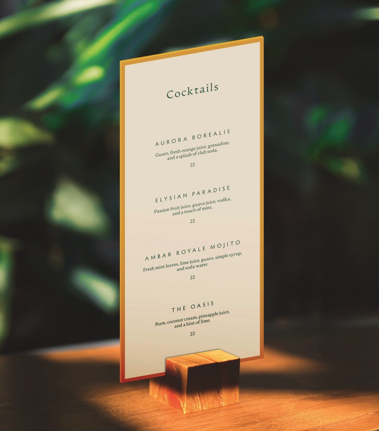 Ambar cocktailmenu